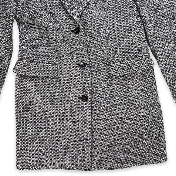 EUC✨ J Crew Tweed Topcoat Wool Blend Grey White 4 - Picture 2 of 8